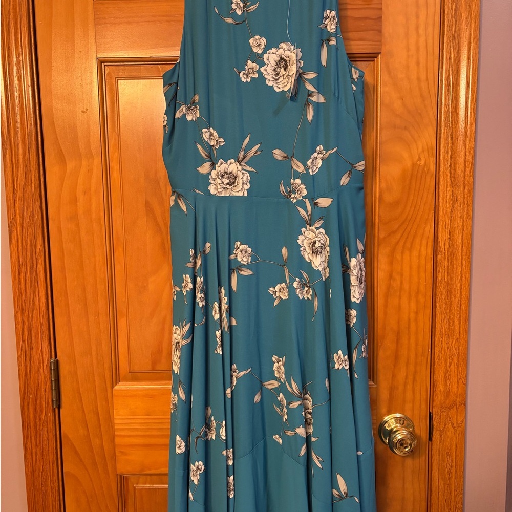 White House Black Market Blue One Shoulder Sundress